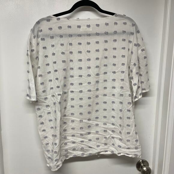 Lou & Grey Ann Taylor LOFT White Knot Short Sleeve Textured Blouse Size Medium - Picture 2 of 10